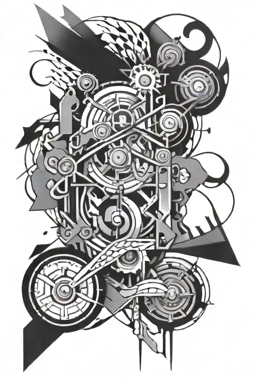 An abstract tattoo design inspired by your favorite PC game, incorporating elements of your favorite anime tattoo design idea