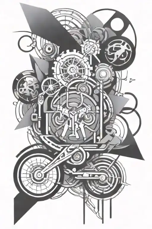 An abstract tattoo design inspired by your favorite PC game, incorporating elements of your favorite anime tattoo design idea