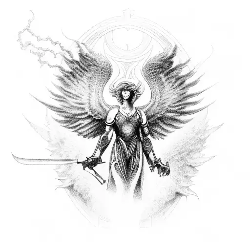 Archangel from the book of the book of revelation in the Bible tattoo design idea