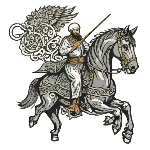 Generate me a tatoo design with the following items: Cyrus the great, Zoroastrianism, Mohammad Reza Shah Pahlavi, Iran tattoo design idea