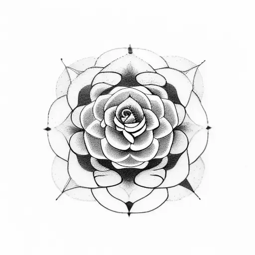mandala and roses  and musical note tattoo design idea