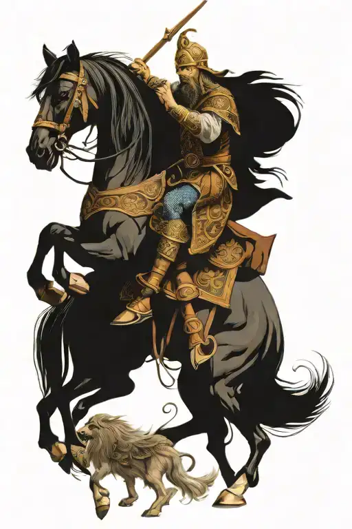 norse mythology with odin riding sleipnir viking horse prancing wolves amd ravens tattoo design idea