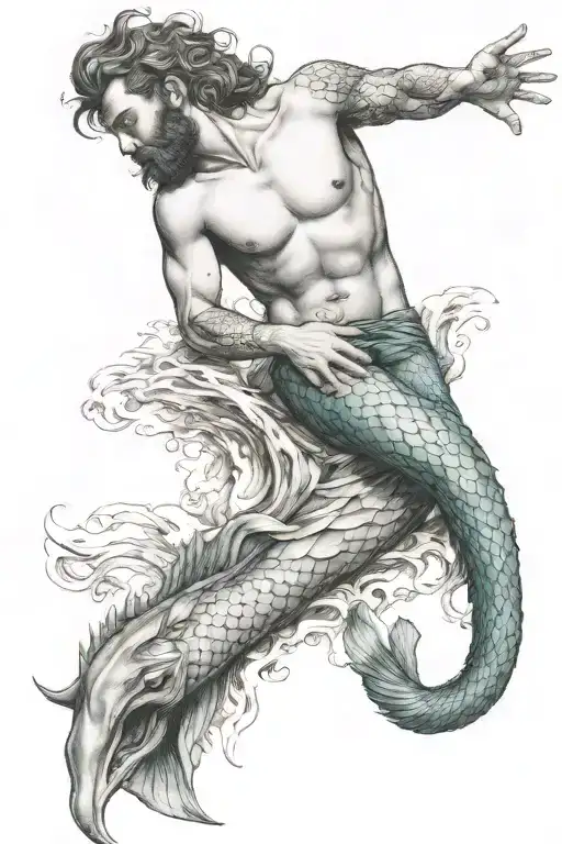 merman sunbathing tattoo design idea