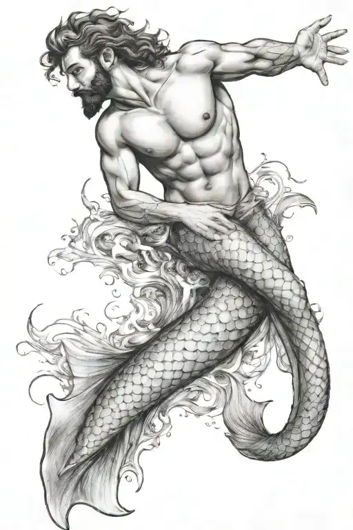 merman tattoo design idea