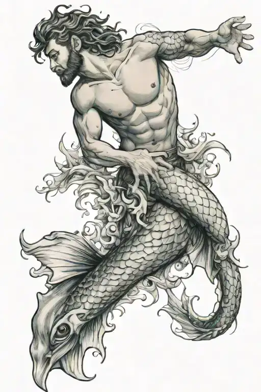 merman tattoo design idea
