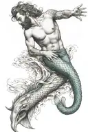 merman sunbathing tattoo design idea
