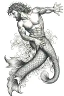 merman sunbathing tattoo design idea