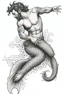 merman playing tattoo design idea