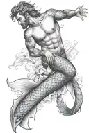 merman playing tattoo design idea
