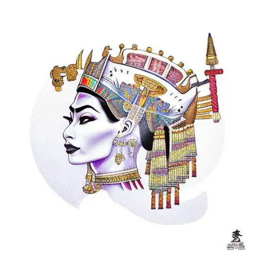 queen nefertiti tattoo design idea