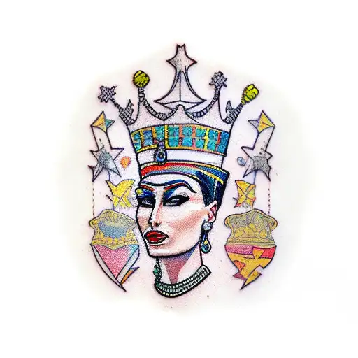 queen nefertiti tattoo design idea