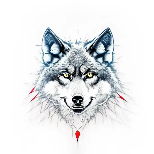 black wolf with  red uchiha eyes  tattoo design idea