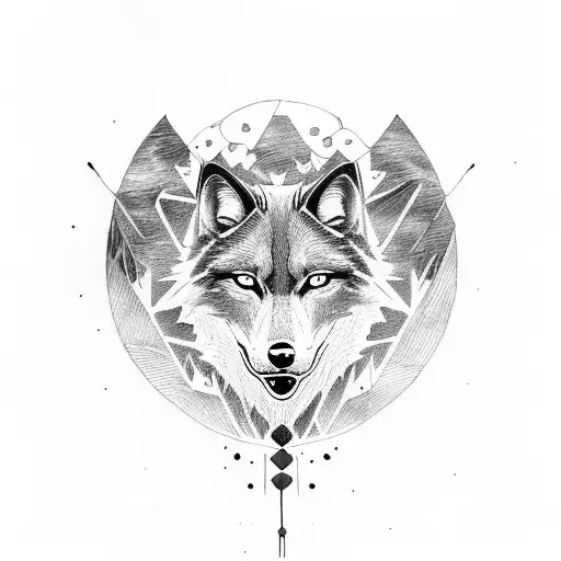 black wolf with  red uchiha eyes  tattoo design idea
