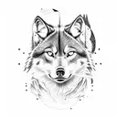 black wolf with  red uchiha eyes  tattoo design idea
