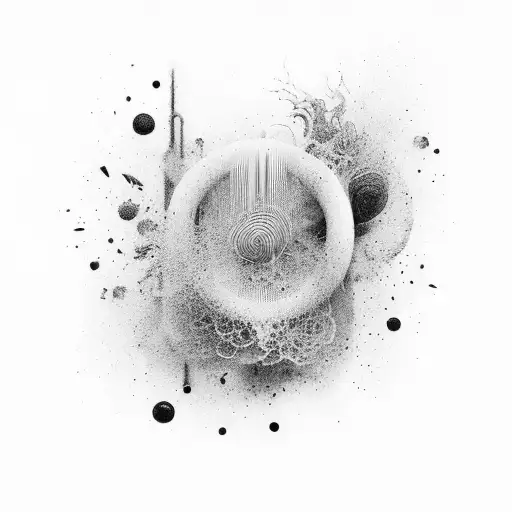 abstract sound waves with organic colors splash  tattoo design idea