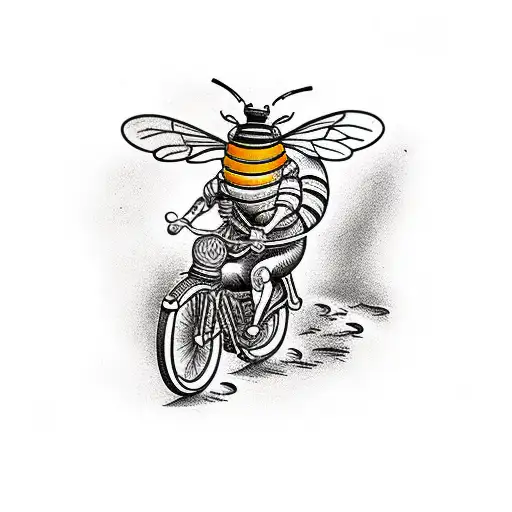 bee riding a bike tattoo design idea