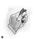 praying hands with pistol tattoo design idea