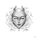 theatre masks with different emotions  tattoo design idea