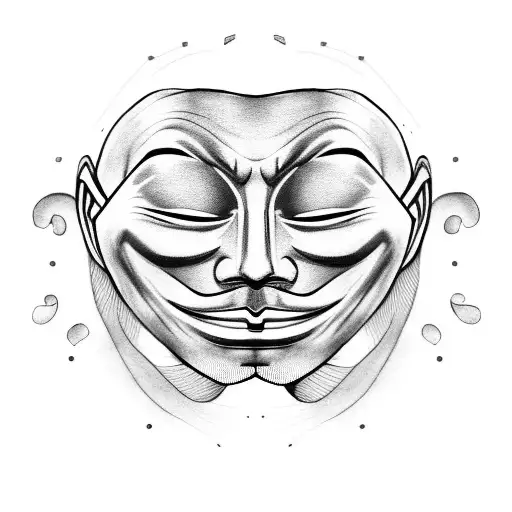 Anonymous masks happy and sad tattoo design idea