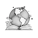 open book and globe  tattoo design idea