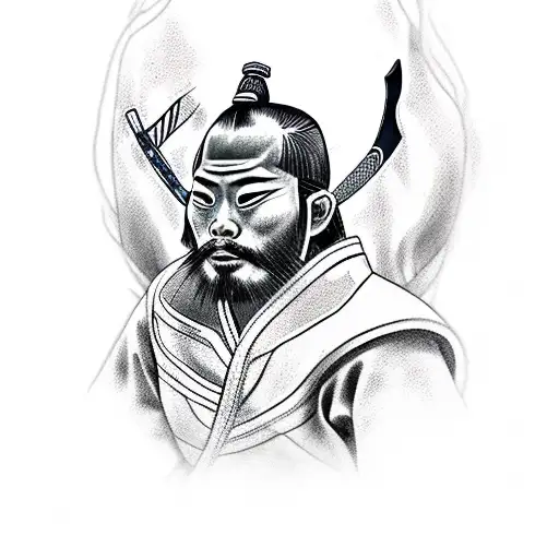 japanese samurai man with a jiu jitsu gi tattoo design idea