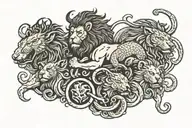 ancient greek mythology, Typhon, Ophiotaurus, Echidna, Nemean Lion, Sphinx Chimera, Cerberus, Cyclops tattoo design idea