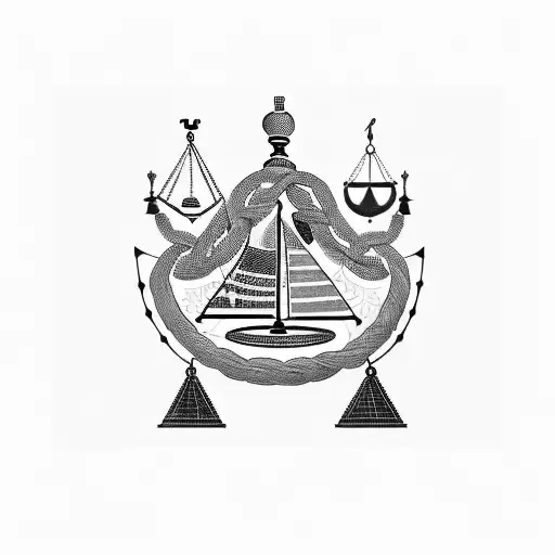 A legal scale intertwined with traditional Sierra Leonean symbols, representing your occupation as a lawyer and your heritage tattoo design idea