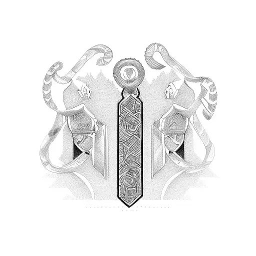 A legal scale intertwined with traditional Sierra Leonean symbols, representing your occupation as a lawyer and your heritage tattoo design idea