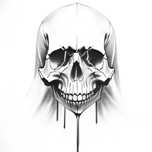 hooded skull scary dark tattoo design idea