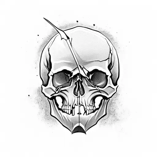 skull with hood on and angry face tattoo design idea