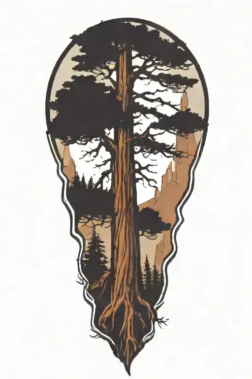redwood tree tattoo design idea