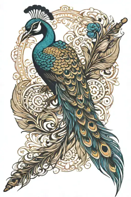 noraml shree krisha flute with a peacock feather feather feather tattoo design idea