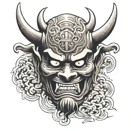Oni Mask samurai tattoo design idea