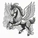 pegasus horse with wings tattoo design idea