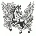 pegasus horse with wings tattoo design idea