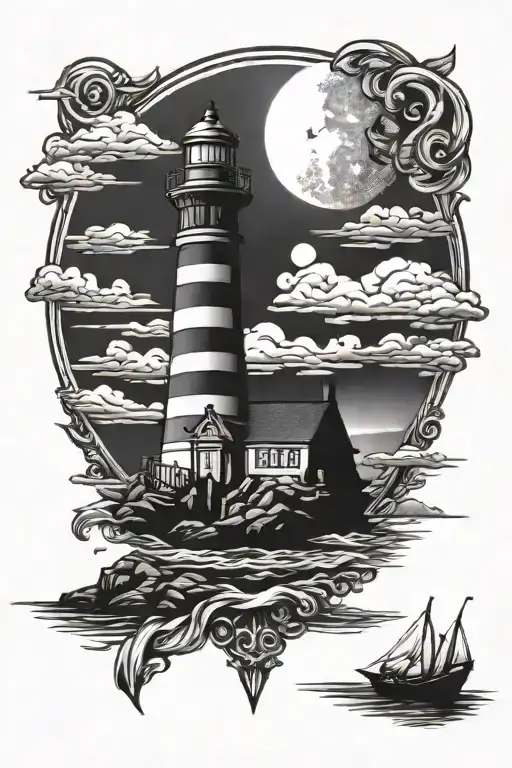 lighthouse tattoo design idea