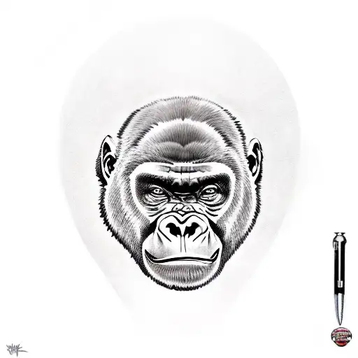 A realistic tattoo of a gorilla with armor and weapons, representing the unstoppable force of nature tattoo design idea