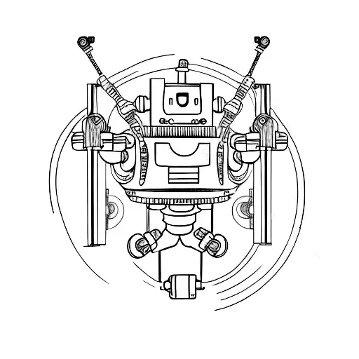 Create a realistic tattoo of a robot doing crossfit exercises tattoo design idea