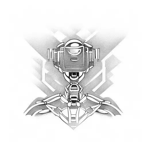 Create a realistic tattoo of a robot doing crossfit exercises tattoo design idea