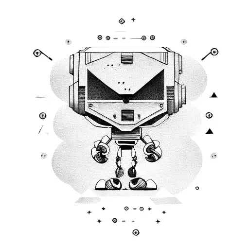 Create a realistic tattoo of a robot doing crossfit exercises tattoo design idea
