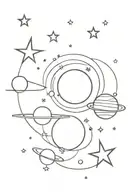 planets and stars tattoo design idea