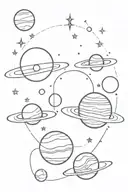 planets and stars tattoo design idea