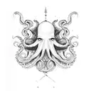 ship with octopus tattoo design idea