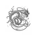 forget me nots and dragons with chains tattoo design idea
