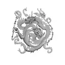 forget me nots and dragons with chains tattoo design idea