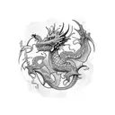 forget me nots and dragons with chains tattoo design idea