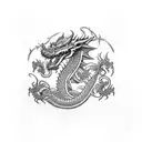 forget me nots and dragons with chains tattoo design idea