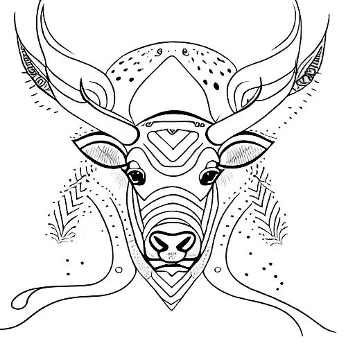 Dotwork tattoo of a buffalo and butterfly combined, representing the harmony between nature and spirituality tattoo design idea