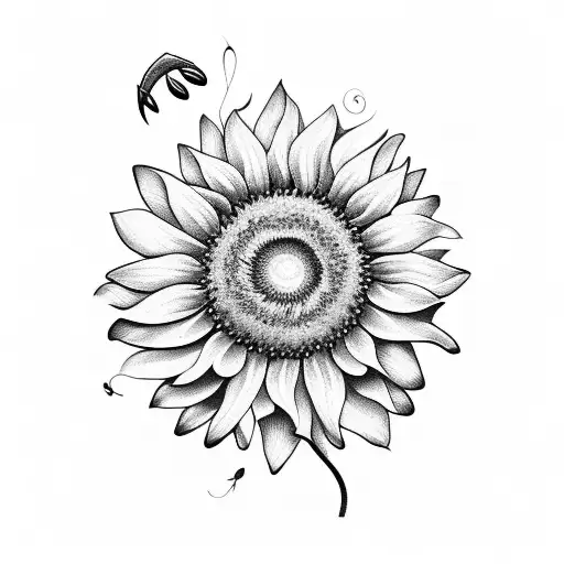 sunflower butterfly with music notes  tattoo design idea
