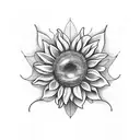 sunflower; butterfly; music notes tattoo design idea